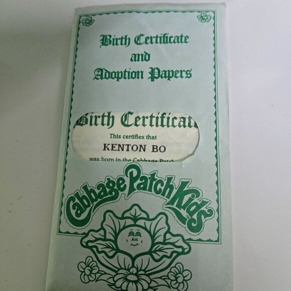Cabbage Patch Vintage 1985 17" Boy Brown Hair Eyes Kenton Bo Birth Certificate - Picture 7 of 12